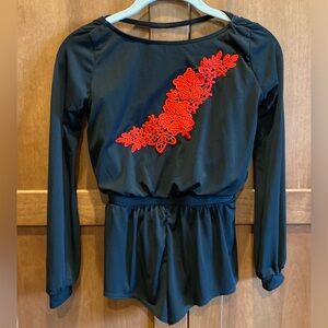 Stunning Black/Red Dance Romper